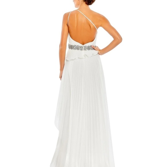 Mac Duggal 49532 NWT PLEATED ONE SHOULDER ASYMMETRICAL RUFFLE HEM GOWN - Picture 2 of 8